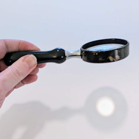 Vintage Magnifying Glass Round Handheld Black Wood & Trim Desk Map Book Reader - Picture 8 of 9